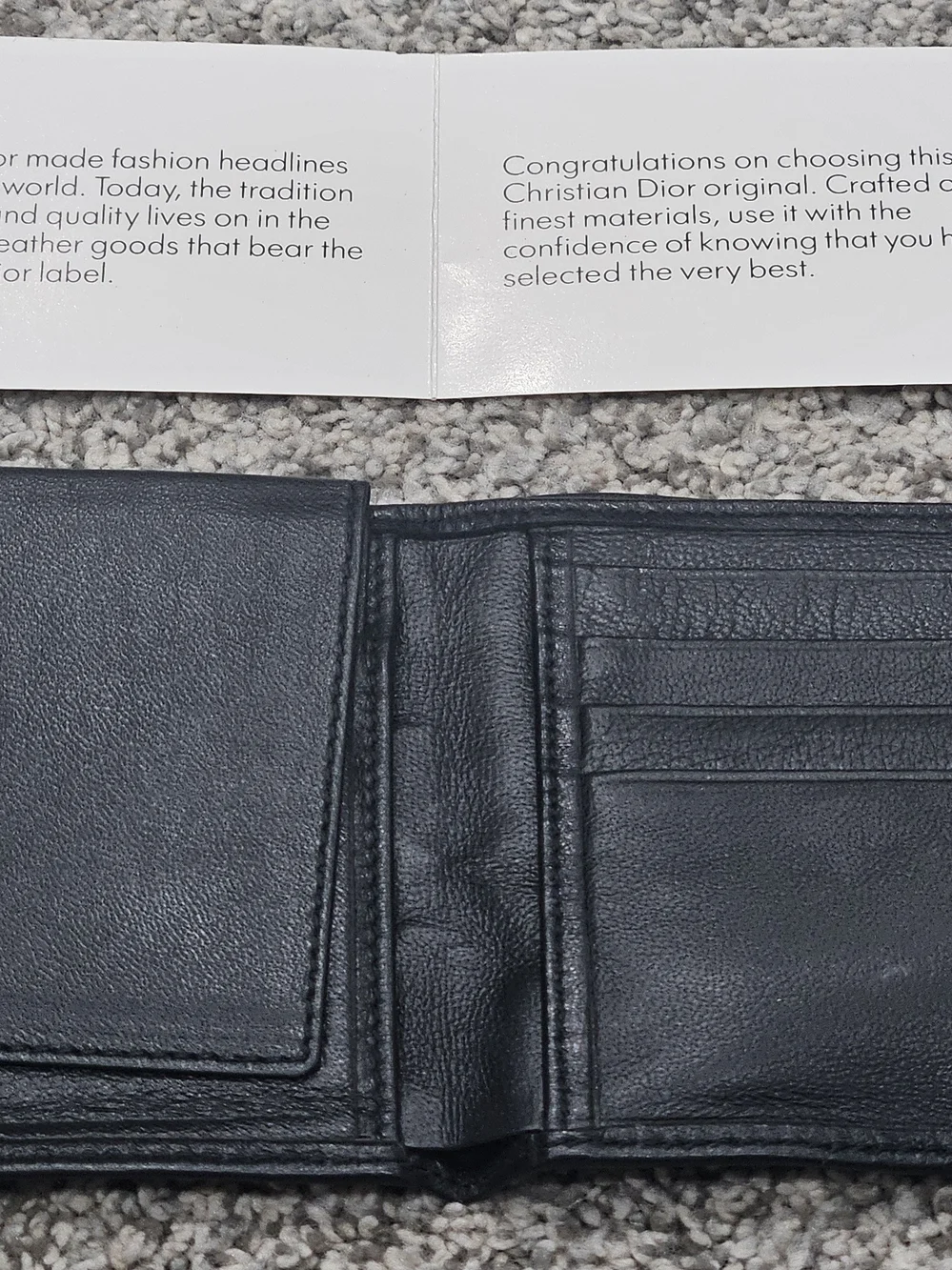 Dior Black Leather Bi-Fold Wallet with Card Slots